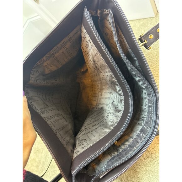 Etienne Aigner Signature Canvas Leather Edge Tote Shoulder Bag Chocolate Brown - Picture 8 of 16